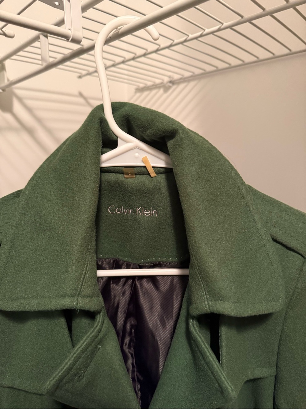 Calvin Klein Forest Green Wool Blend Coat